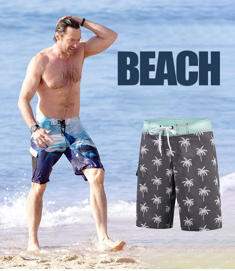 Light Male Beach Shorts Flattering Shape Elasticated Waistband High Resolution Images