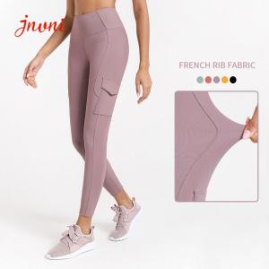 China 220gsm Ribbed Yoga Leggings With Side Tooling Pocket High Waist Squat Proof factory