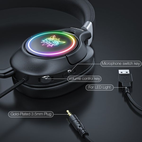 Ergonomic Inline Controller PC Gaming Headset Onkuma K15 Pro DC5V