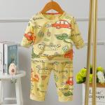 Full Flower Long Sleeve Pj Set Cotton Pyjamas Odor Resistant For 80cm height