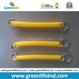 China Plastic Stretchable Coil Key Holder in Solid Yellow Color factory