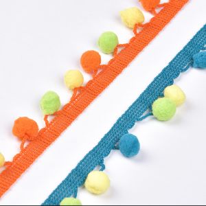 Customized Color 1.2cm Width Pom Pom Tassel Trim For Clothes