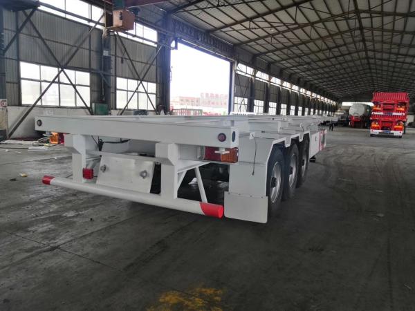 3 Axle Blue Flatbed Semi Trailer 2×20Feet Or 40Feet For Container Carrying 50