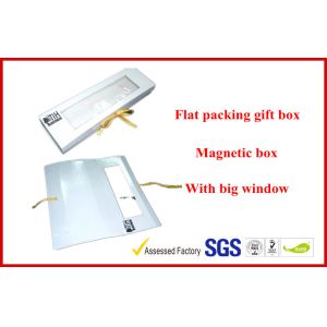 Foldable Offset Printed Rigid Gift Boxes With Window , Magnetic Flat Packing Wig
