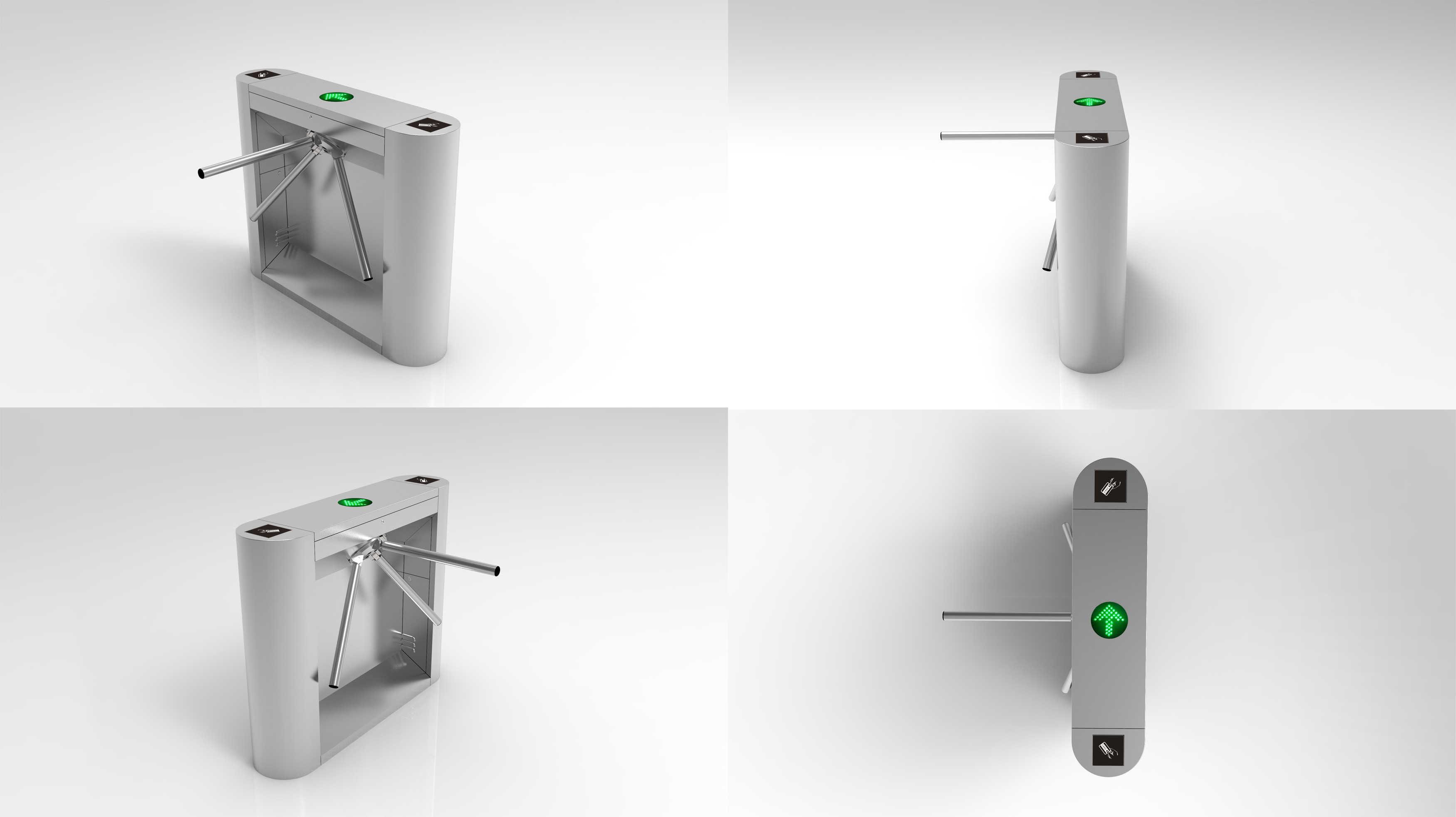 Security SUS304 Vertical Tripod Turnstile Three Rollers Access Controller Opening Gate