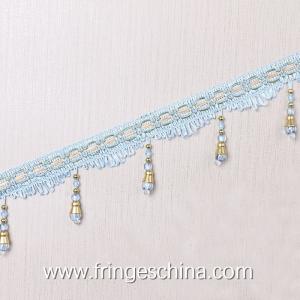 China Handmade fashionable chain beads lace tassels fringes for curtain/sofa/pillow decoration factory