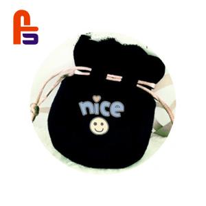 China Cute Black Color Recyclable Material Velvet String Fabric Shopping Bag factory