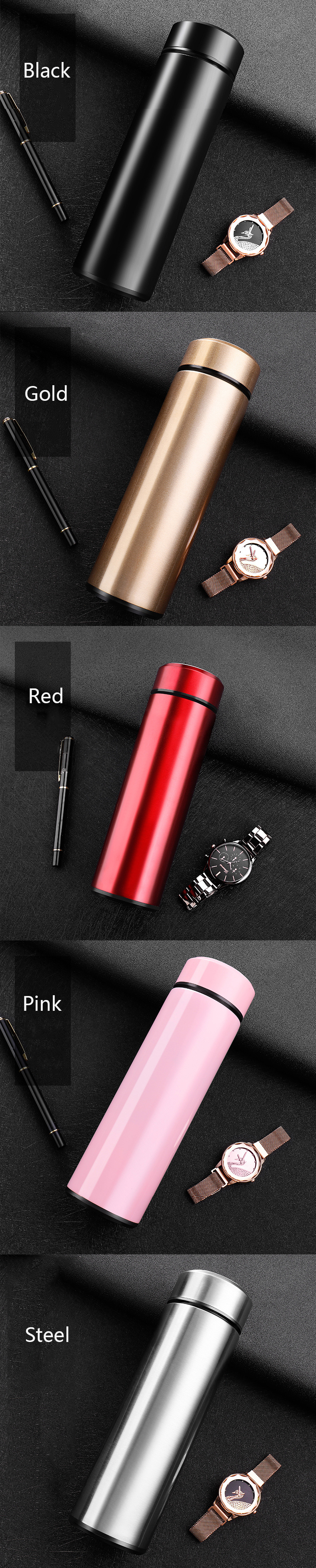 24 Hrs Heat Insulated Double Wall Vacuum Flask Bottle Coffee 17oz Stainless Steel Water Bottle With Tea & Coffee Filter