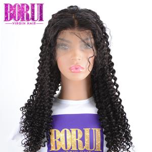 China Natural Black Brazilian Human Wigs Deep Curly Lace Front Wig With Baby Hair factory