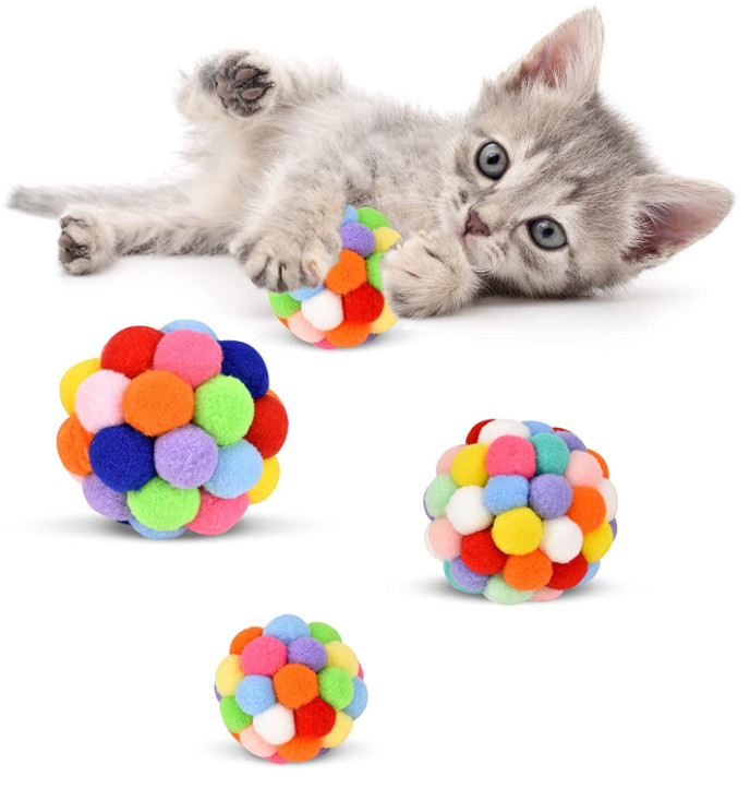 Interactive Kitten Plush Chew Ball Toys For Teething Chewing Toys