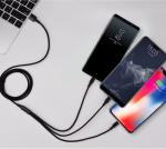 OEM 5V 2.4A 3 In 1 Braided Charging Cable Length 3.2mm Durable Safe Use