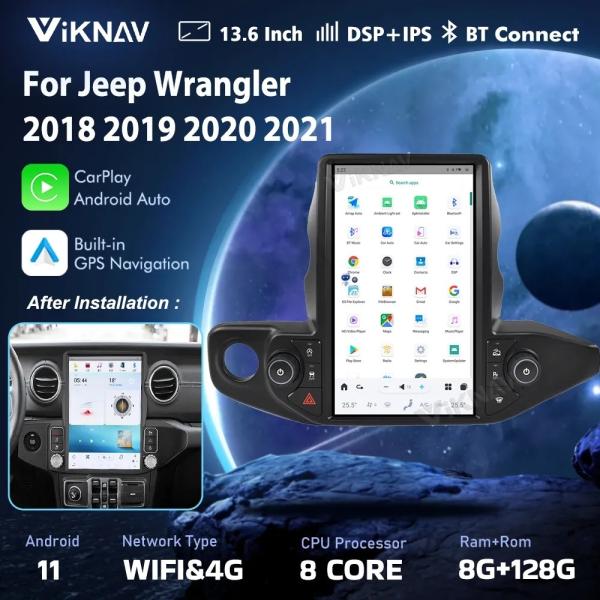 For 2018-2021 Jeep Wrangler 13.6 Inch Touch Screen Car radio Navigation GPS