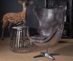 Aluminium Brass Vintage Leather Aviator Egg Chair Fiberglass Inner Frame