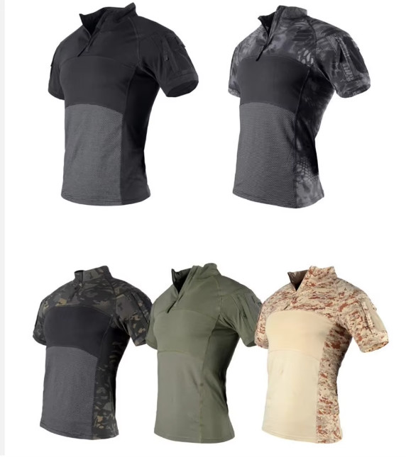 Frog T Shirts Short Sleeves Outdoor Sports Camping Tactical T Shirt Short Sleeves With Pockets On Arm