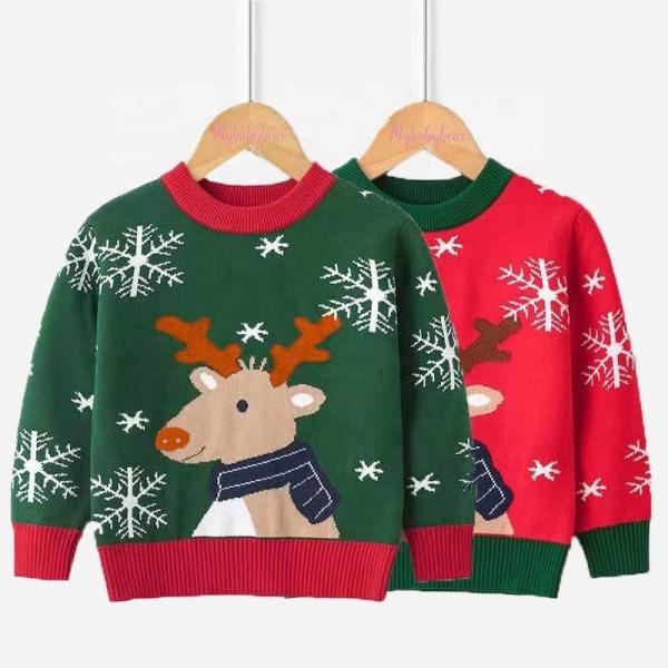 Fall Winter Children Clothes Toddler Pullover Cartoon Sweaters Knitted Christmas