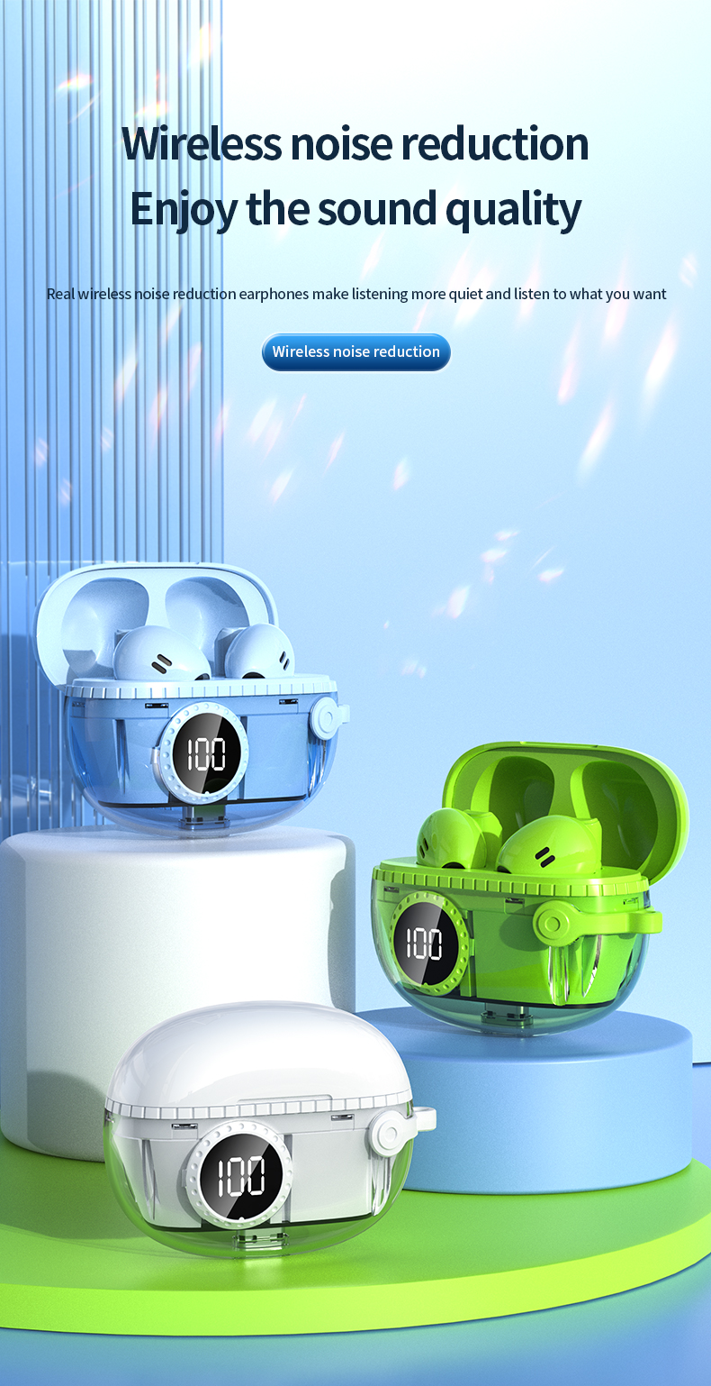 TWS 5.3 Wireless Earbuds In-Ear Headphone with Strong Bass Smart Touch Noise Cancelling