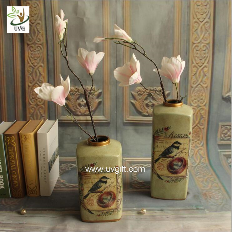 UVG FMA58 Wedding reception ideas real touch PU magnolia flower pink fake flowers for table decoration