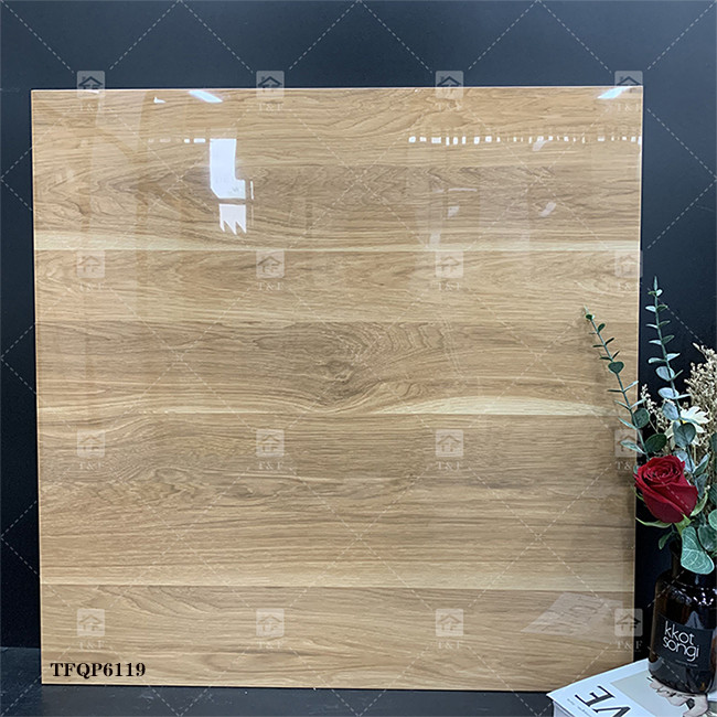 High Glossy Interior Wood Look Porcelain Floor Tile Anti-slip Polished Glazed Porcelain Living Room Tiles For Flooring