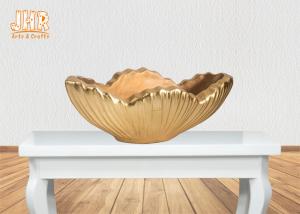 China Home Decor Gold Leaf Fiberglass Decoration Table Vase Flower Serving Bowl factory
