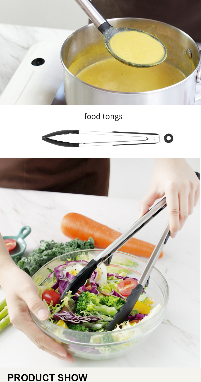 Non-stick Kitchen Utensils 9 Pcs Heat Resistant Silicone Cooking Utensils Set with Stainless Steel Handle