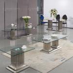 Modern 201 Stainless Steel TV Stand No Folded With 15mm Tempered Glass Top