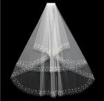 2018 New European and American double wedding, wedding, face veil, hand-stitched