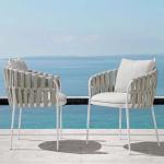 Modern Outdoor Furniture Garden Luxury Rattan Dining Chair with Custom Rope