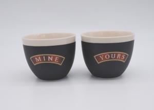China Round Shape Ceramic Candle Holders Cup Wax Holder In Matte Black With Shiny Logo factory
