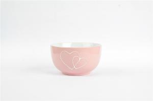 China Valentines Ceramic Salad Bowl Stoneware Heart Design Soup Bowl 7 Inch Optional Color factory
