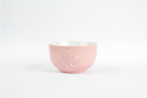 Valentines Ceramic Salad Bowl Stoneware Heart Design Soup Bowl 7 Inch Optional