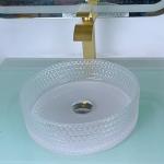 Clear Glass Vessel Sinks Crystal Diamond Table Top Round Wash Basin 395 * 395 *