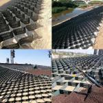 Dam Construction Material Gravel Textured HDPE Geocell With Hole Slop Protection