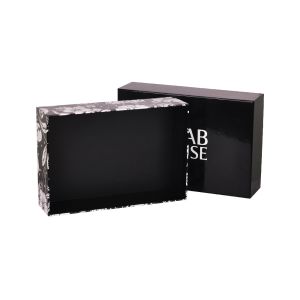 Black Glossy Lamination Paper Packing Boxes With Lid And Bottom
