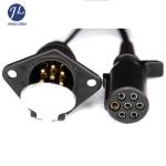 Rear View Camera 7 Pin Spiral Power Cord With Female To Female Metal Connector