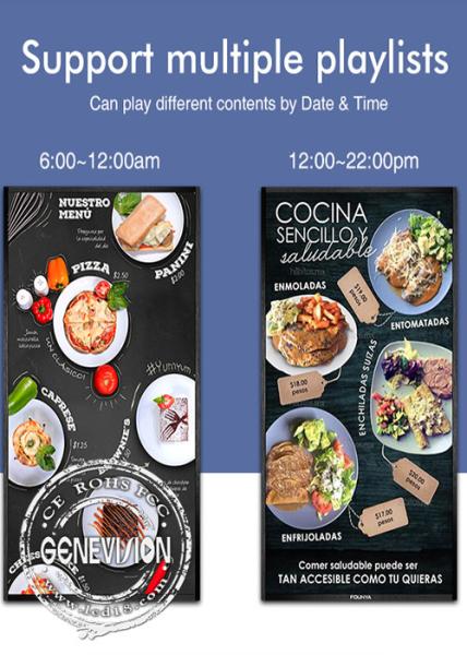 49 Inch Restaurant Digital Menu Board LCD Display With Ceiling Mount or Hanging