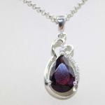 925 Silver Amethyst CZ Pendant and Silver Chain Necklace 18 Inches(PSJ0402)