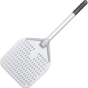 China 66cm Hard Anodized Aluminum Pizza Shovel 12 Inch Silver Alumina Perforated Pizza Peel factory