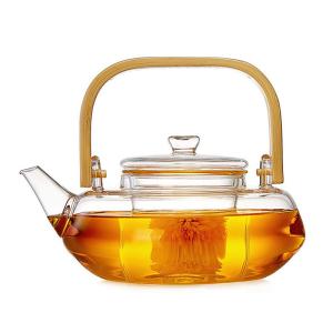 China Transparent Blooming Tea Pot With Filter , Hand Blown Tea Cup Set With Kettle factory