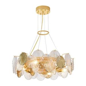 China Luxury Modern LED Crystal Chandelier Iron Glass Gold Living Room Lighting factory