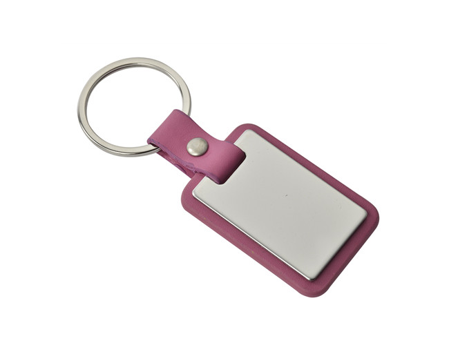 Rectangle PU Leather Key Chain Custom Logo Debossing / Digital Printing