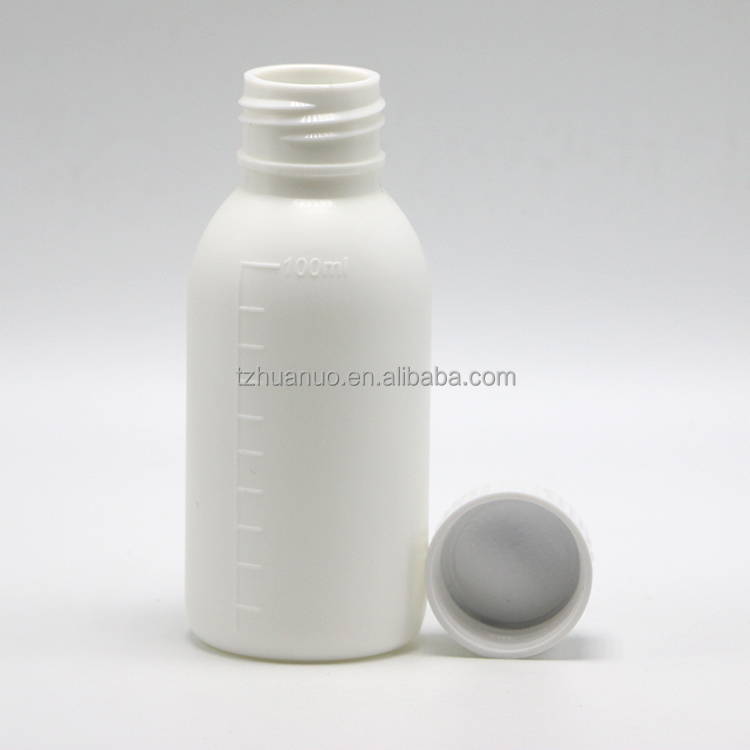30mL/50mL/100mL PP White Liquid Medicine Bottle with Scaled Body and Screen Printing