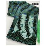 New styles flocking velvet lace with sequins african lace Senegal dress for