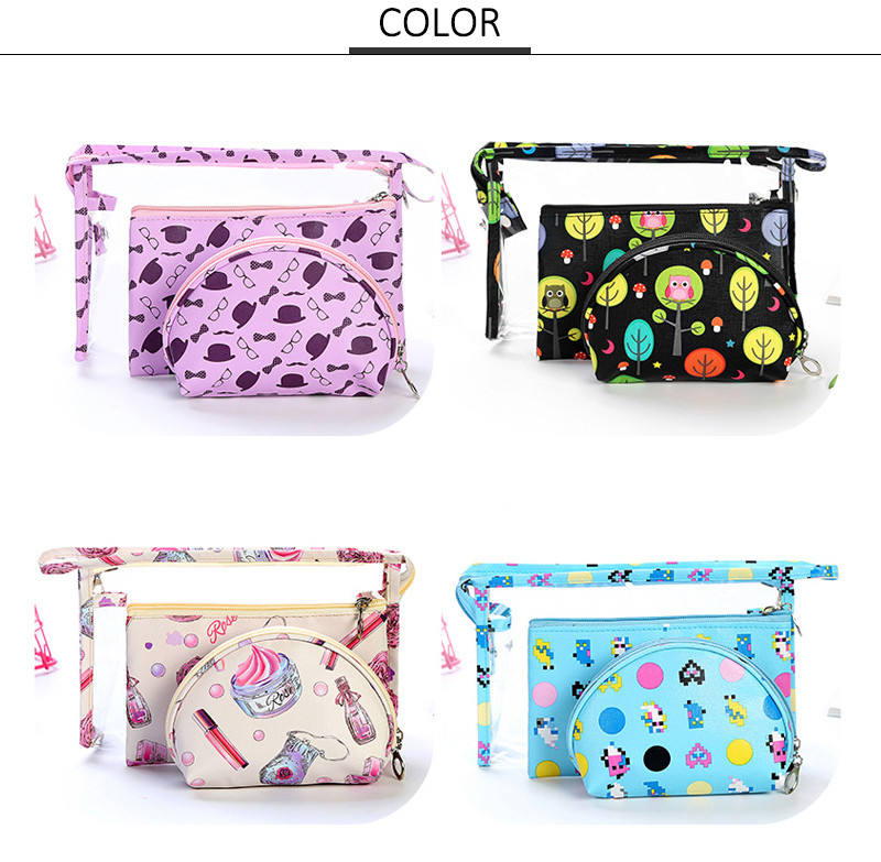 Custom Cute Cartoon Waterproof Polyester Cosmetic Bag Wash Bag