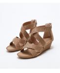 BS165 Fashion Sandals Women'S European And American Rhinestone Cross Strap Back