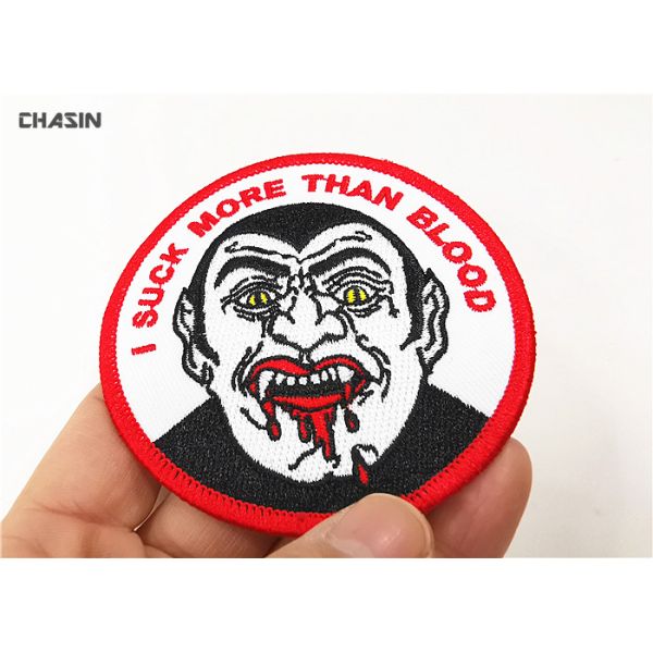 Custom Devil Logo Round Merrow border Clothing Embroidery Patches