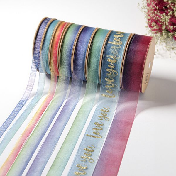 China DIY Webbing Ribbon 2.5cm Roll in Solid Color Snow Gauze for Dyeing and Gift Decoration factory