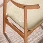 Modern Nordic Designs Furniture No Arm Oak Wooden With Seating Cushion Fabric