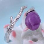 Sterling 925 Silver Purple Synthetize Gem Tulip Designs Ring(058884)