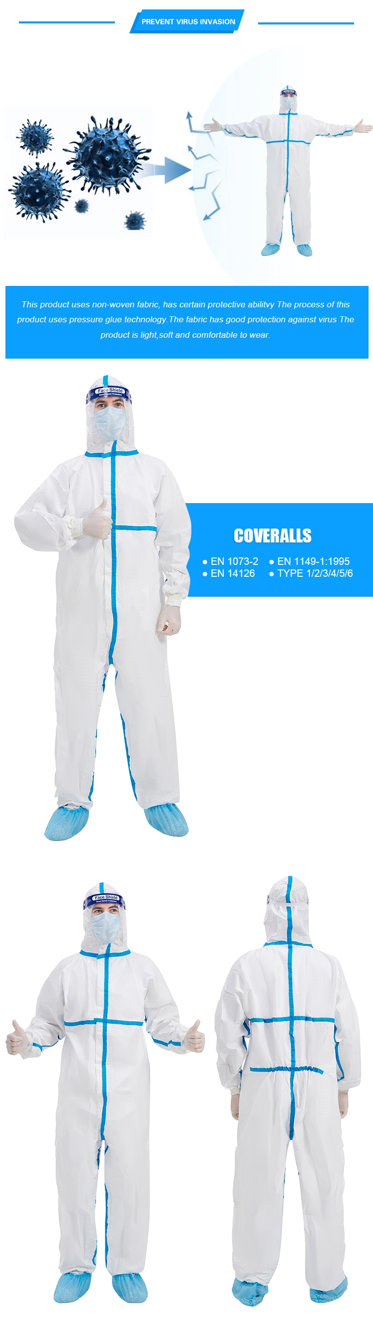 FDA Medical Disposable Clothing , OEM Disposable Microporous Coveralls