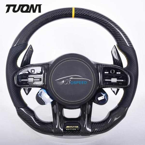 OEM Leather Carbon Fiber Black Steering Wheels For Mercedes Benz A45 CLA GLA S